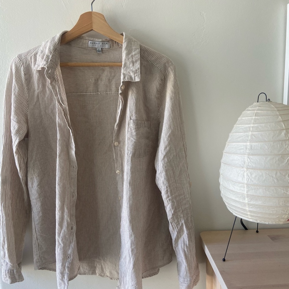 STRIPED LINEN BLOUSE - Picture 7 of 8